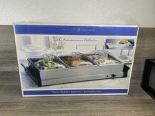 BELLA Three 2.5 Qt  Triple Electric Buffet Server Food Warming  Stainless Steel