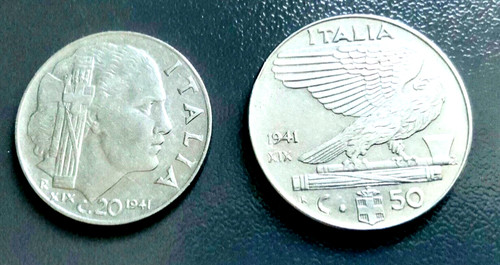 Italia regno 1941 2 monete - italia,