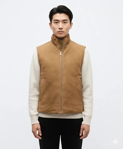 Cappotto gilet uomo beige vera