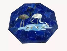 Tavolo angolare quadrato lapislazzuli design uccellini pietra cristallo casuale fatto a mano arte