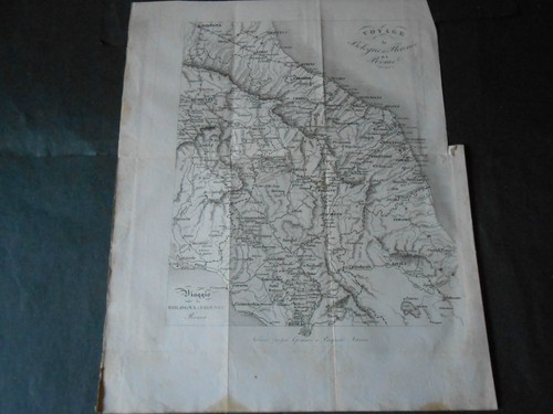 1840 mappa viaggio - mappa, bologna