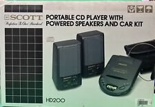 Lettore CD portatile vintage NOS HTF Scott HD200 con altoparlanti alimentati e kit auto