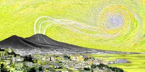 Quadro vesuvio giallo - giallo, pop