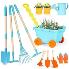 Set Attrezzi da Giardinaggio per Bambini con Carriola Giocattolo Educativo da Esterno,Pala,Rak...