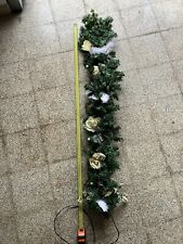 Ghirlanda natalizia da Interno 130 cm Motivi Rose Perle Piume Con Luci Led Caldo