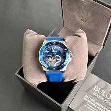 Orologio Uomo Bulova Marine Star Quadrante Blu-Cinturino Silicone Blu 98A303Automatico 45mm