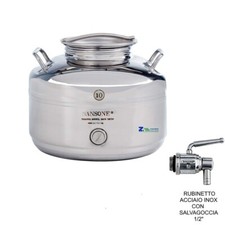 FUSTO BIDONE OLIO SANSONE SALDATO EUROPA 10 Lt. CON RUBINETTO INOX SALVAGOCCE