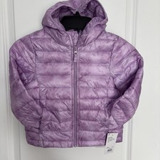 Giubbotto imbottito leggero con cappuccio lilla full zip nuovo con etichetta bambina taglia 4T