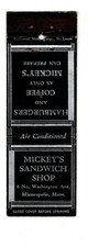 MICKEY'S SANDWICH SHOP libro fiammiferi copertina - MINNEAPOLIS, MINNESOTA