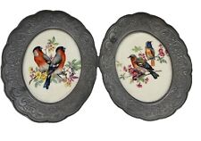 Set di 2 uccellini in porcellana Peltro Fein peltro con cornice decorazione parete Kunstsoff