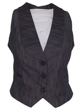 Lesly Juliana Gilet Donna Elegante Taglia Xl Blu Denim Jeans Smanicato Slim Fit