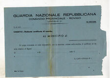 RSI LUOGOTENENZA GUARDIA REPUBBLICANA SEZIONE ROVIGO IN BIANCO CM.17,5x23,5