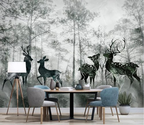 Carta parati forest deer - parati, 3d