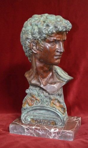 Statua bronzo busto david base - busto,