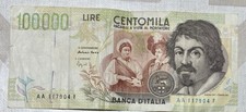banconote italiane lire 100000 CARAVAGGIO