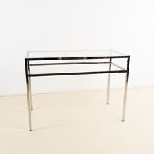 TAVOLO IN METALLO CROMATO E PIANO IN VETRO