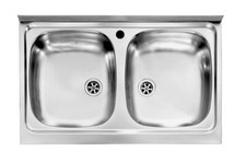 Lavello Appoggio Acciaio Inox  Monostampo 80X50 2 Vasche MabelOnline