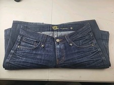 YSL Uomo Rive Gauche 34x32. Logo retrò in metallo. Taglio stivale. 