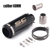 terminale scarico universale moto 60mm Collettore Accio Inox Nero Silenziatore 