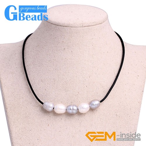 Collana donna corda - nera, perle