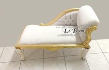 Dormeuse panca romana divano panchetta legno foglia oro ecopelle bianca swarovsk