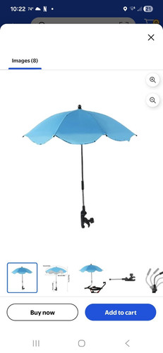 Ombrellone passeggino blu con - ombrellone,