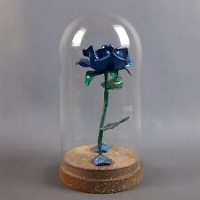 Scultura Ferro Battuto Rosa Blu In Campana Vetro Simon Saronni Serie 93/100