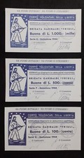 Lire 100-500-1000 Buono Corpo Volontari Libertà Tris Riproduzioni Su Carta Da...