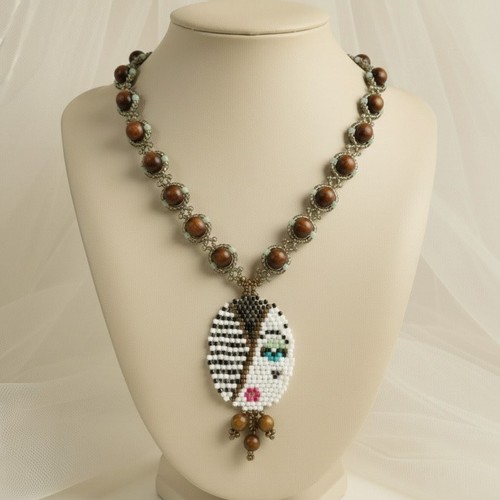 Collana artigianale legno - collana,