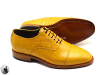Scarpe uomo fatte a mano vera pelle giallo coccodrillo punta Oxford stringate
