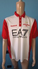 REEBOK EA7 OLIMPIA MILANO 1936 MAGLIA POLO MANICA CORTA BIANCO ROSSA TAGLIA 2XL