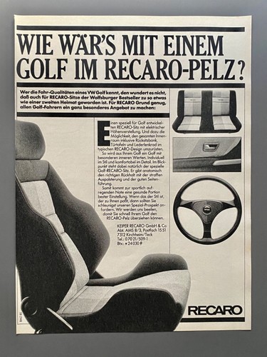 Golf pelliccia recaro - pelliccia, vw