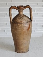 Brocca olio oliva anfora terracotta smaltata francese fine XIX secolo 11" × 6" × 5"