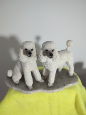 Pair White Poodle's Mounted