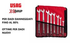 USAG 285X/B8 BUSTA Set 8 chiavi combinate X-GRIX per esagoni nuovi e danneggiati