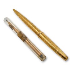 PENNA A SFERA AURORA LAMINATA ORO VINTAGE con porta refill IN SCATOLA