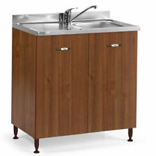 Sottolavello cucina componibile noce con ante 80 cm lavello inox e miscelatore