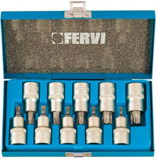 SERIE 10 CHIAVI A BUSSOLA TORX ATTACCO 1/2" T20 T25 T27 T30 T40 T45 T50 T55 T60