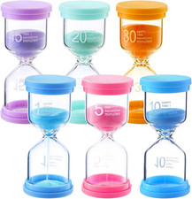 6 Pezzi Clessidra Bambini, Colorate Clessidre Set per Bambinis 1/5/10/15/20/30 M