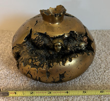 Giovanni Schoeman vaso bronzo corteccia albero media con facce 1979 firmato #ed