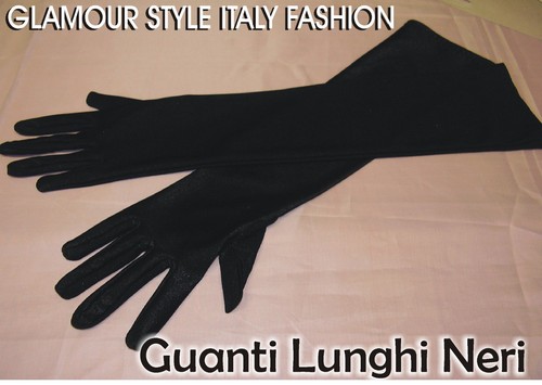 Guanti lunghi neri lisci - neri, in