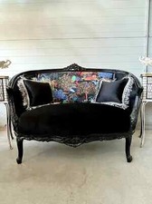 Divano salotto tigre stampa safari seduta amore divano barocco francese fatto a mano in nero