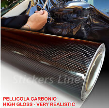 Pellicola adesiva CARBONIO NERO lucido 5D cm 37x50 carbon car wrapping auto moto