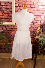 Vintage Orig 50S 60S Abito Petticoat Bianco Chiffon Abito Da Sposa Rockabella 38