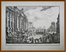 Antica litografia da Piranesi Fontana di Trevi anticamente detta l'Acqua Vergine