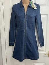 ladies long sleeve Zip Front Denim dress by Noisy may size 6-8 (xs) RRP  £48 New