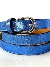 cintura donna VERA PELLE italy sottile shine lucida 1,8cm cinta argento oro