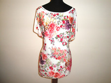 camicia camicetta donna mini abito  stampa digitale rose taglia unica regolabile