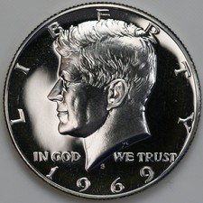 1969 S Gemma Proof Kennedy mezzo dollaro 40% argento