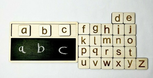 Wooden spelling board with - spelling,